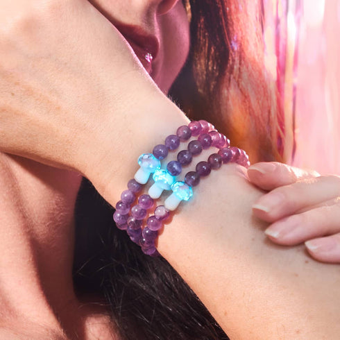 Améthyste | Argent sterling 925 | Bracelet en pierre précieuse Firefly Glass Mushroom